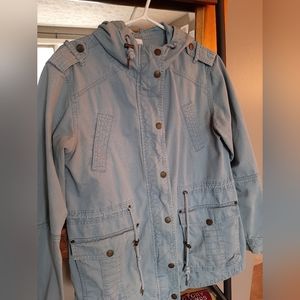 Ardene jean jacket with hood drawstring waist and front pockets